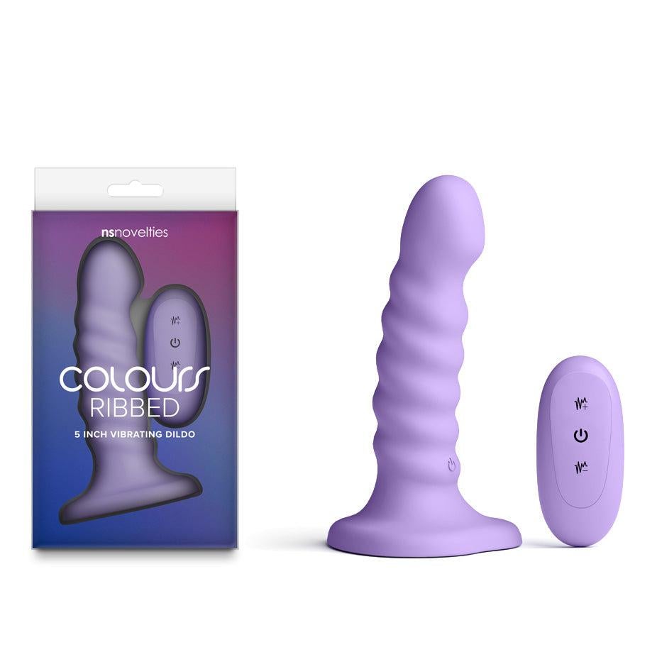 NS Novelties Colours Ribbed 5 Inch Vibrating Silicone Dildo - Vibrating Dildos