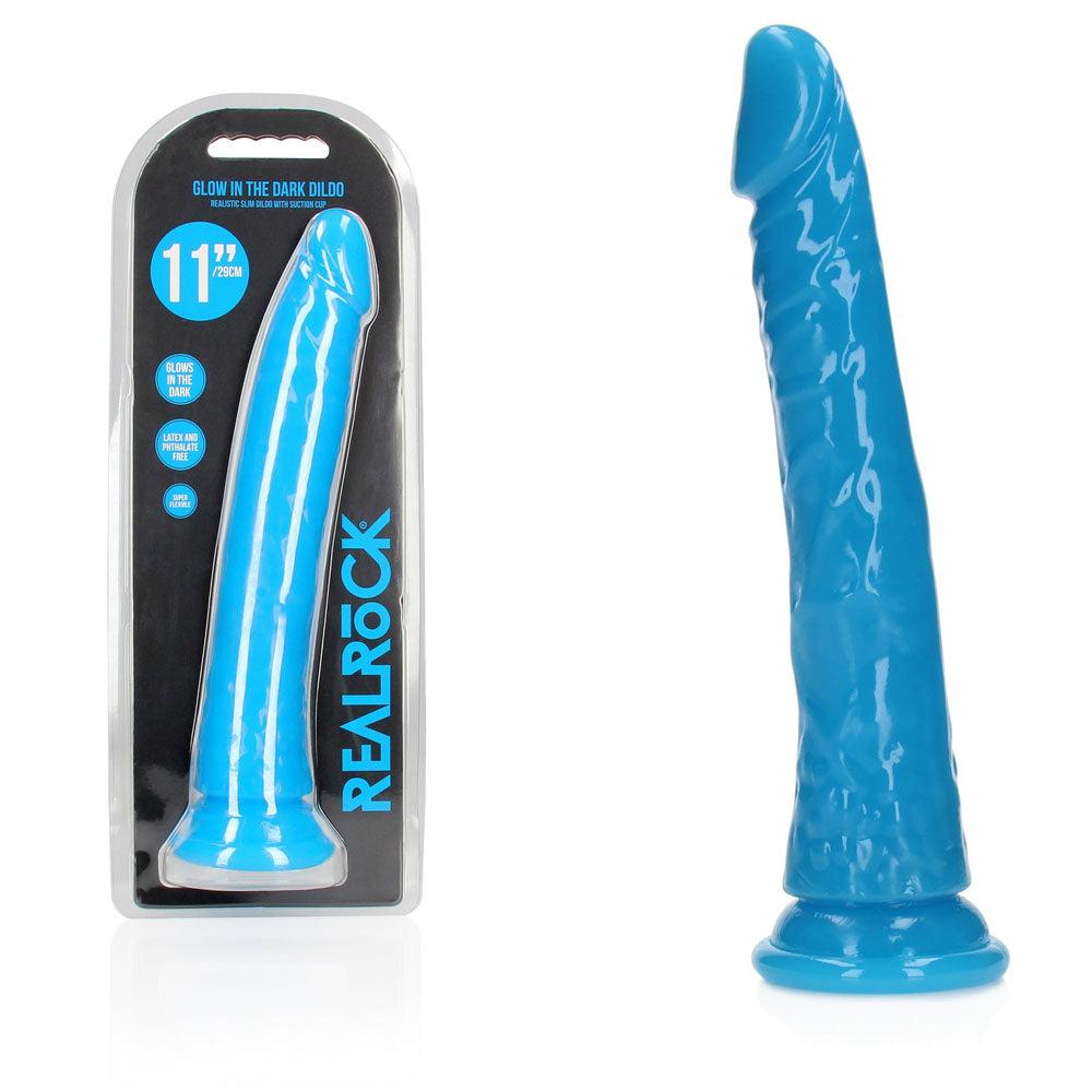 Shots REALROCK 29 cm Slim Glow in the Dark Neon Dong - Realistic Dildos