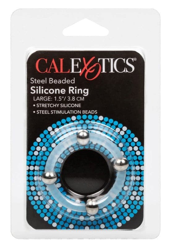 California Exotics Large Steel Beaded Silicone Ring - - Stretchy Cock Rings
