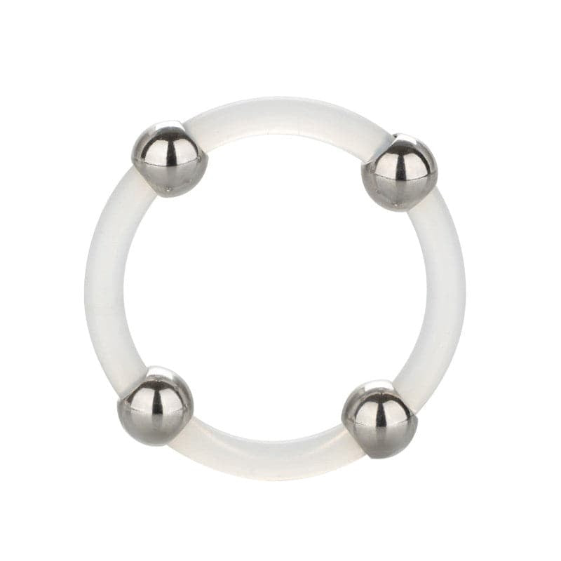 California Exotics Large Steel Beaded Silicone Ring - - Stretchy Cock Rings