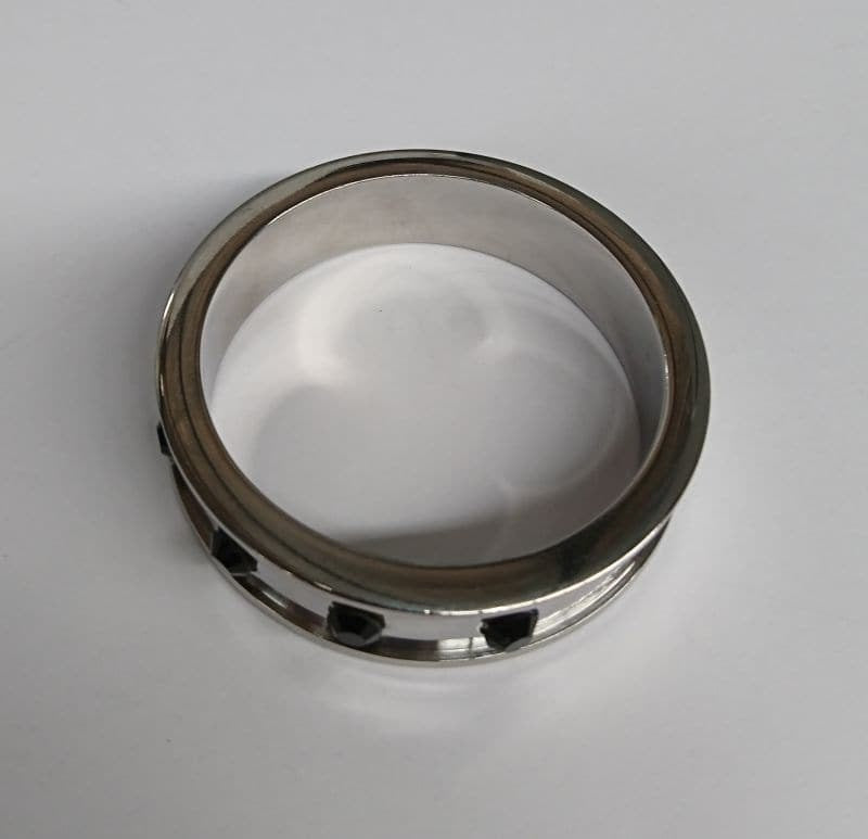 Deep Shallow Steel Cock Ring with Onyx Gem - - Cock Rings