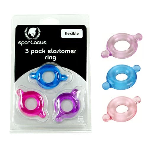 Elastomer Cock Ring 3 Pack - Set 2 - - Cock Rings