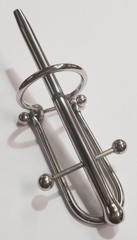 Prince Albert Wand With Barbell & Glans Ring - - Penis Plugs