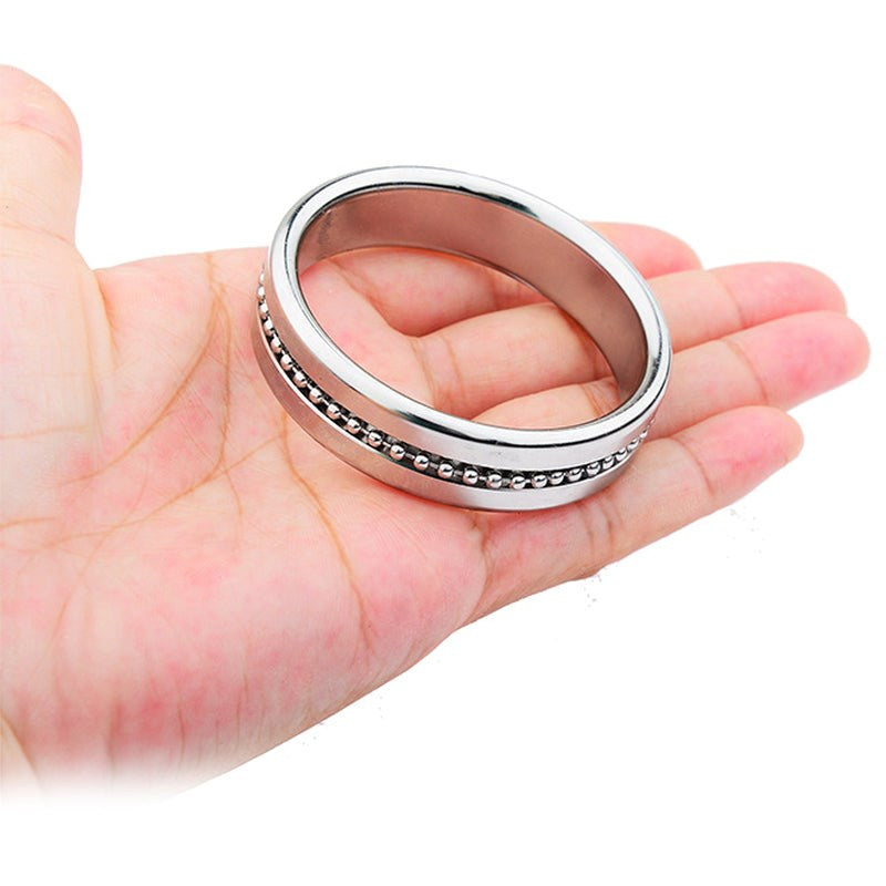 Silver Metal Cock Ring with Grooves - - Cock Rings