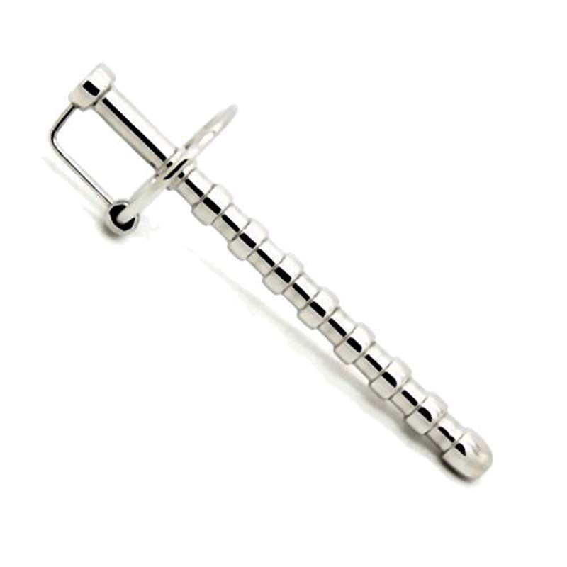 Hell's Couture Rippled Steel Urethral Plug & Glans Ring - Penis Plugs