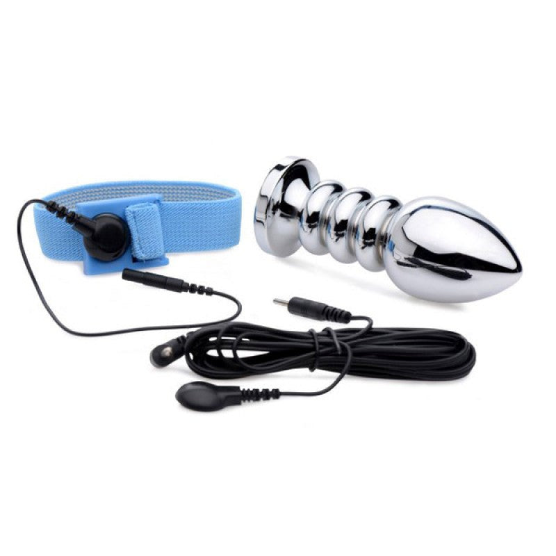 Uni-Polar E-Stim Cock and Ball Strap and Anal Plug - - Cock Rings