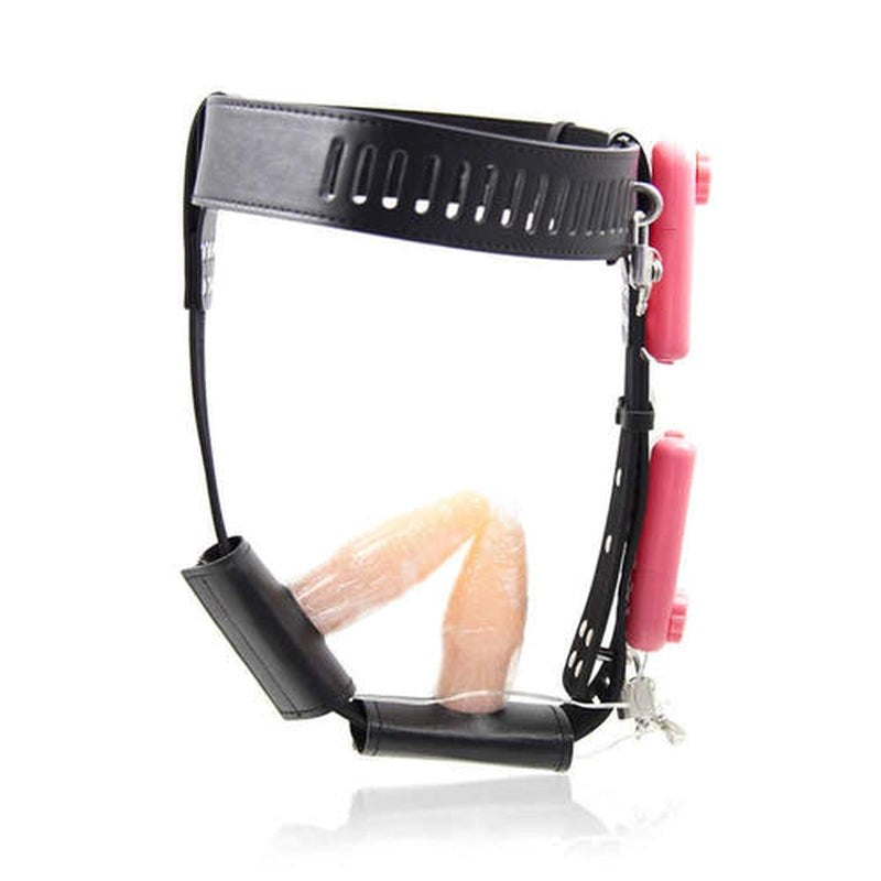 Female Chastity Belt With Double Vibration Plug - - Male Chastity