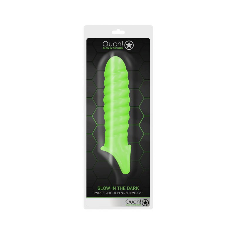 OUCH! Glow in Dark Swirl Stretchy Penis Sleeve - Pumps, Extenders and Sleeves