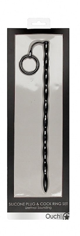 Ouch! Silicone Plug and Cock Ring Set - - Ball and Cock Toys