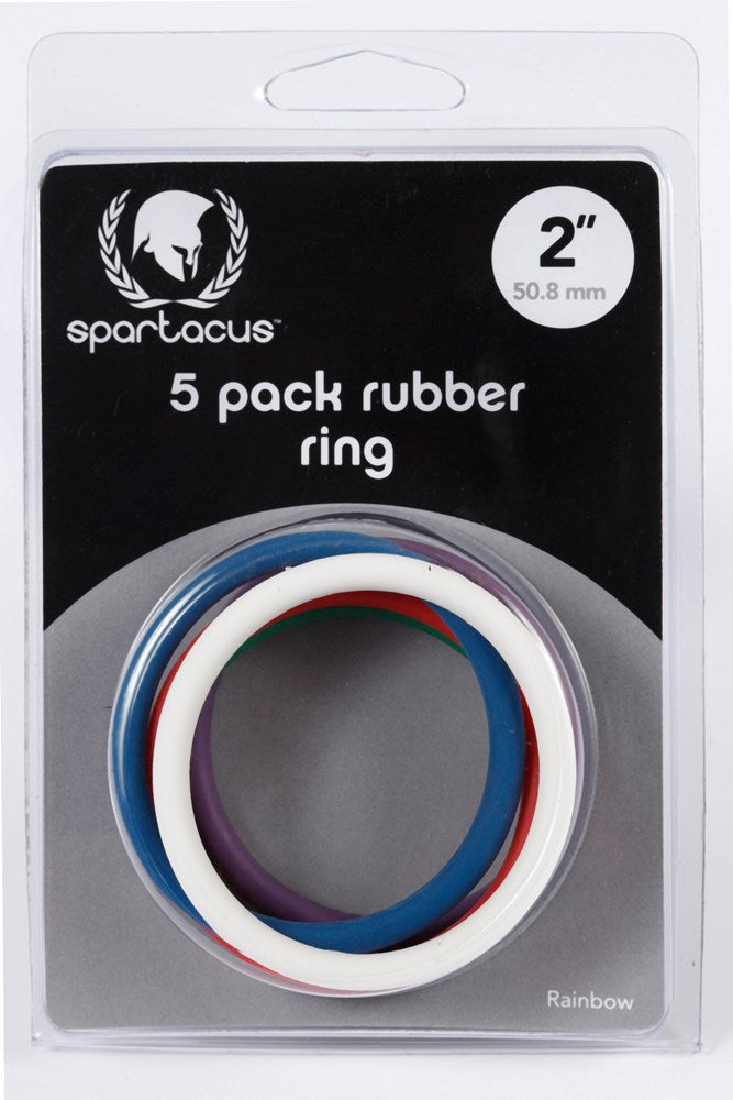 Rainbow Rubber C Ring 5 Pack - - Cock Rings