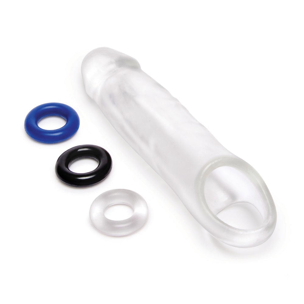 Size Up 1 Inch See-Thru Penis Extender with Ball Loop - - Pumps, Extenders and Sleeves