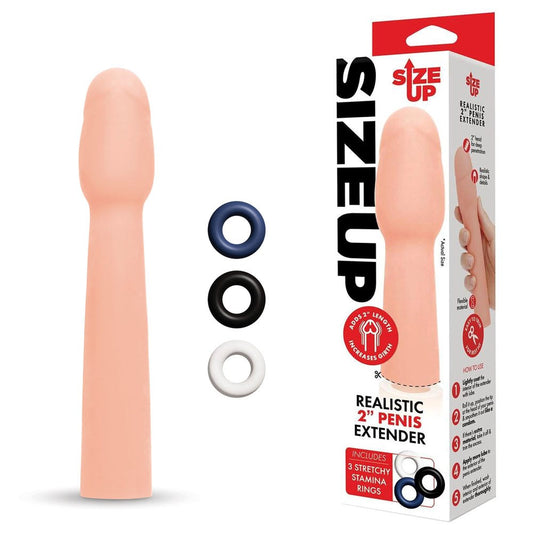 Size Up Realistic 2 Inch Penis Extender - - Pumps, Extenders and Sleeves
