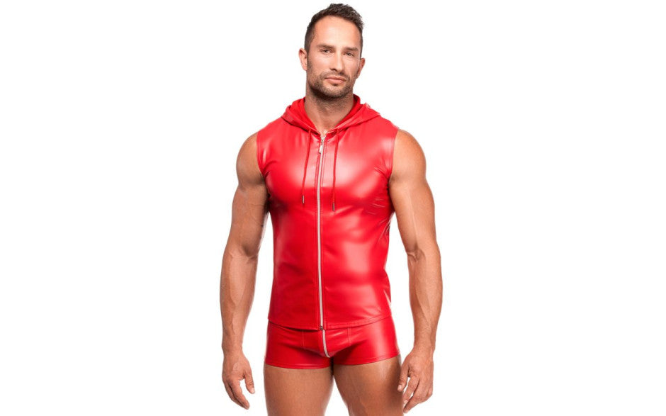 Noir Handmade Red Ignite Male Hooded Vest - Mens Briefs And Boxers