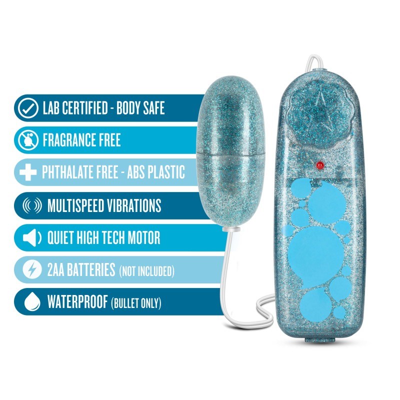 B Yours Glitter Power Bullet - Blue - - Bullet Vibrators