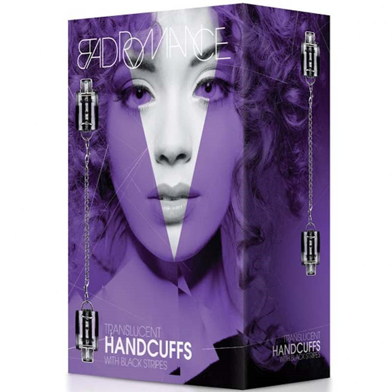 Bad Romance Translucent Handcuffs with Black Stripes - - Collars And Cuffs