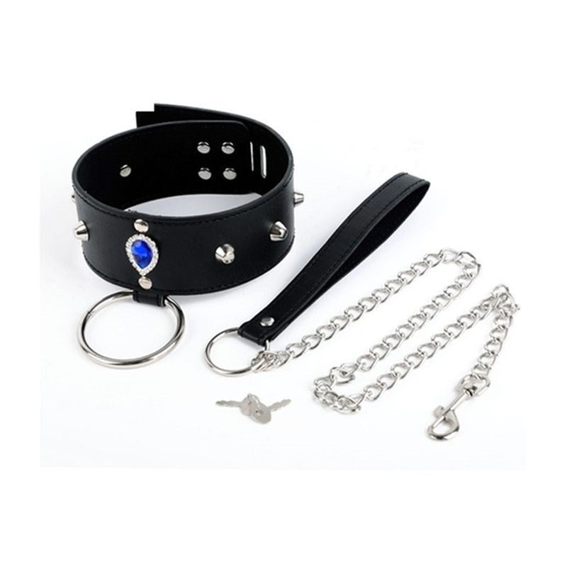 Blunt Spike Bondage Collar with Leash - - Collars And Cuffs