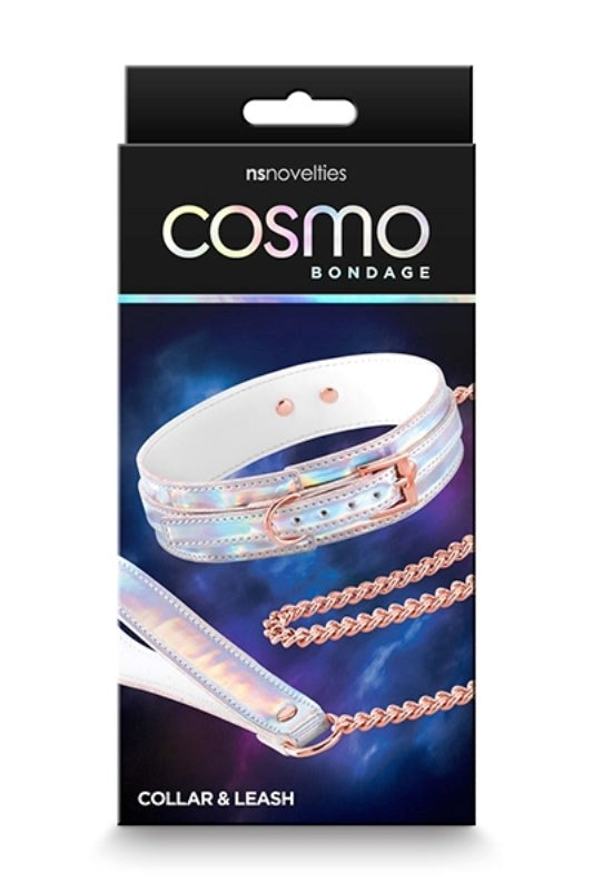 Cosmo Bondage Collar And Leash Rainbow - - Collars And Cuffs