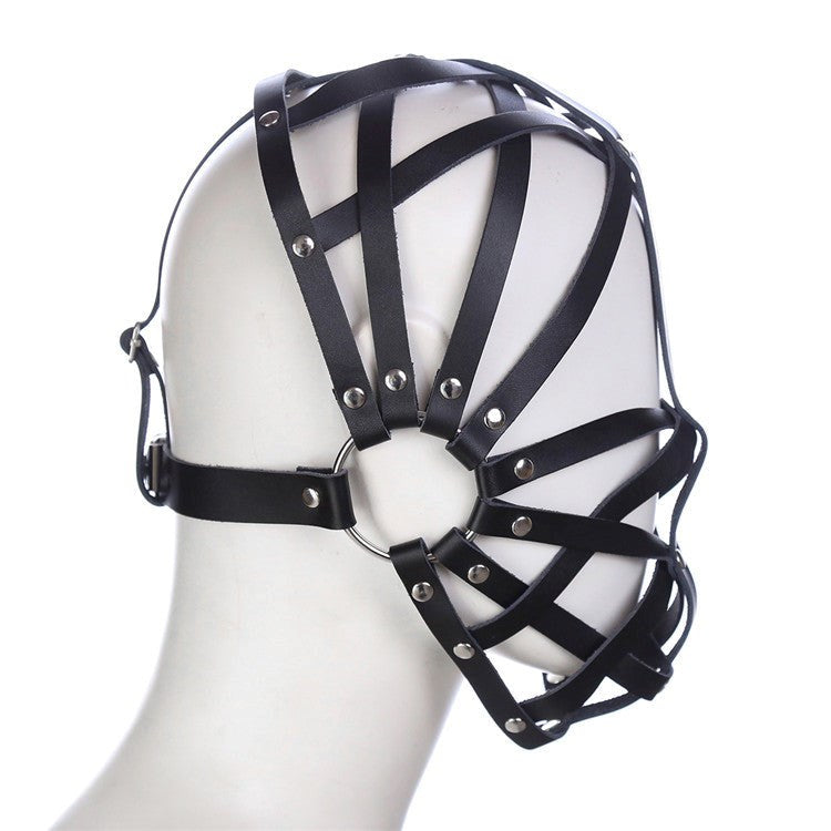Cross Belt Half Face Hood - - Bondage Hoods