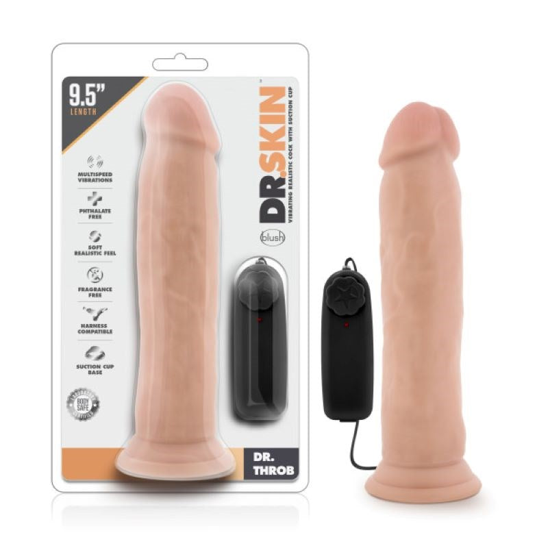 Dr. Skin Dr. Throb - 9.5 Inch Vibrating Cock - - Vibrating Dildos
