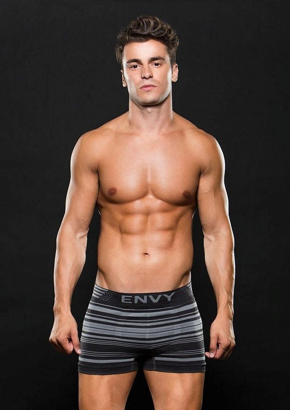 Envy Seamless Trunk Grey Stripes with Logo M/L - - Jocks and G-Strings