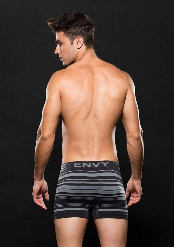 Envy Seamless Trunk Grey Stripes with Logo M/L - - Jocks and G-Strings