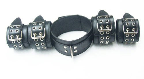 LiberatorBound Heavy Duty Collar with Ankle & Wrist Cuffs - - Collars And Cuffs