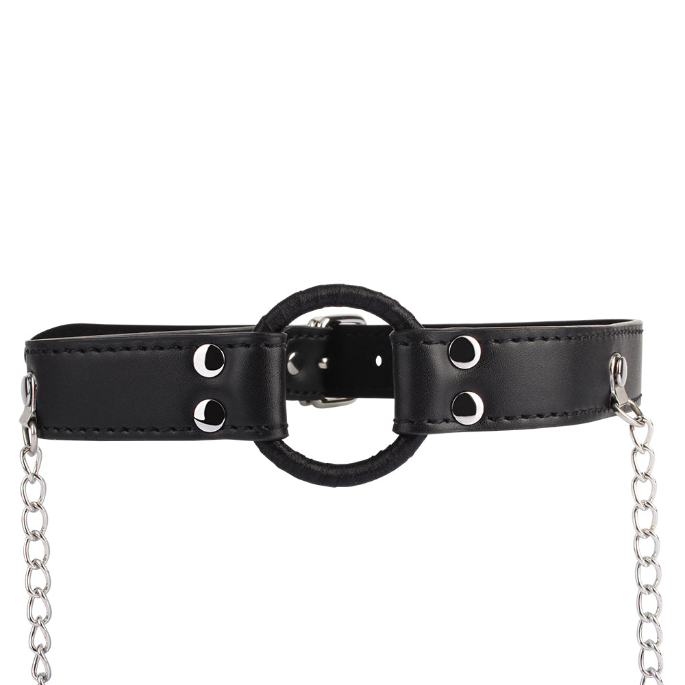 Chisa Breathable O-ring Gag with Nipple Clamps - Bondage Gags and Bits