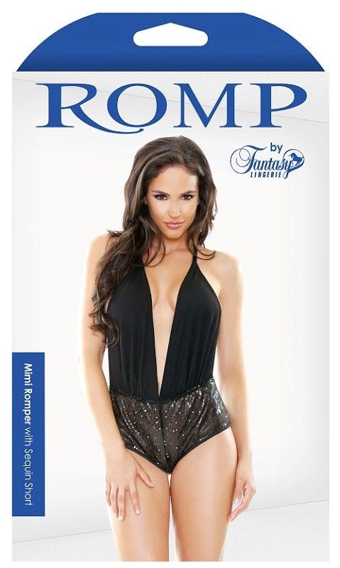 Mini Romper with Sequin Short - - Babydolls And Chemises