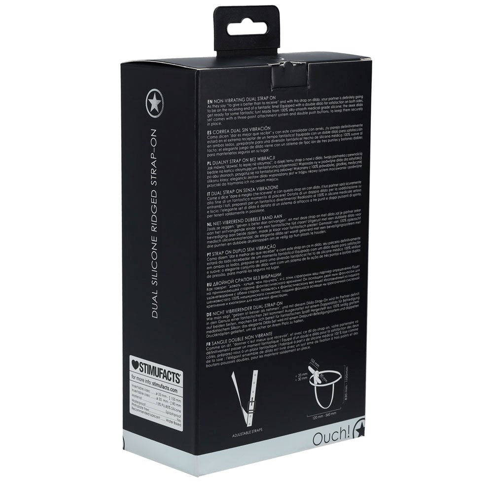 OUCH! Dual Silicone Ridged Strap-On - - Realistic Dildos