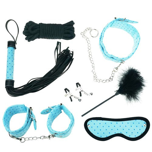 Plush SM Bondage Kit 7 Pcs Purple - - Bondage Kits
