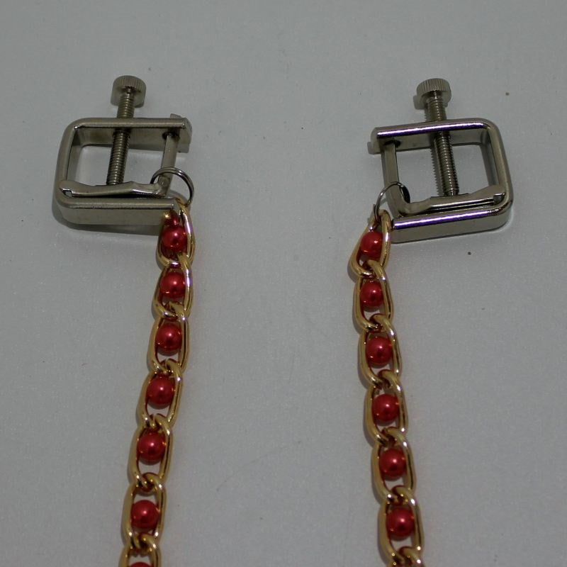 Rosie Nipple Vices with Gold Chain - - Breast and Nipple Toys