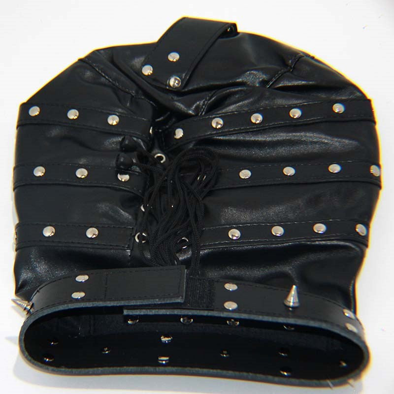 Spiked Bondage Hood Leather - - Bondage Hoods