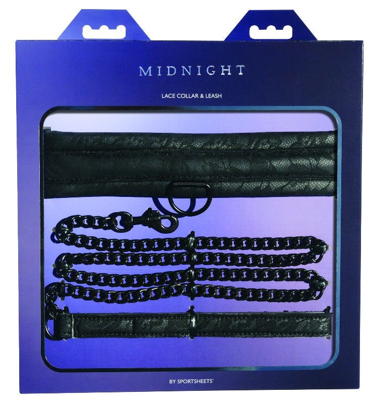 Sportsheets Midnight Lace Collar & Leash - - Collars And Cuffs