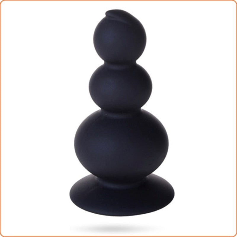 Suction 3 Silicone Ball Anal Beads Black - - Anal Beads and Balls