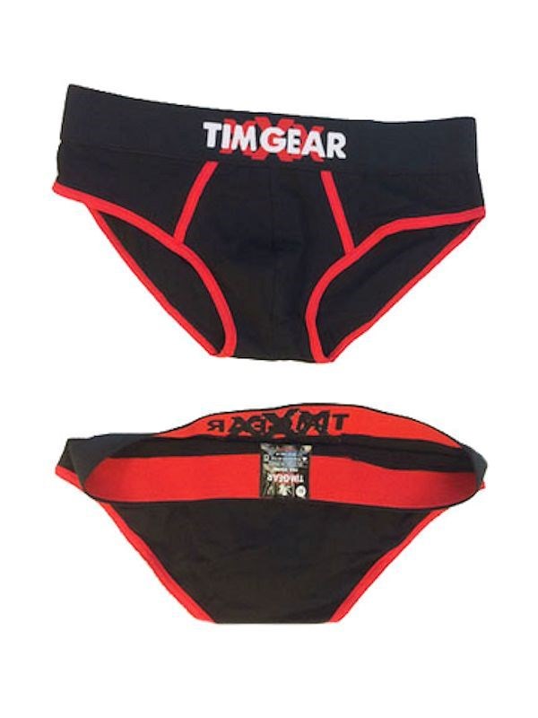 TIM Gear Black and Red Brief Large - - Mens Briefs And Boxers