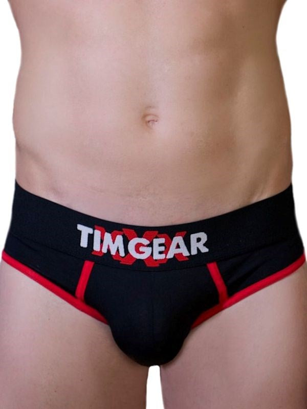 TIM Gear Black and Red Brief Large - - Mens Briefs And Boxers