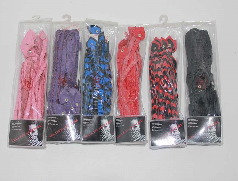 Whippa Leather Flogger with Braided Handle Black/Blue - - Whips And Crops