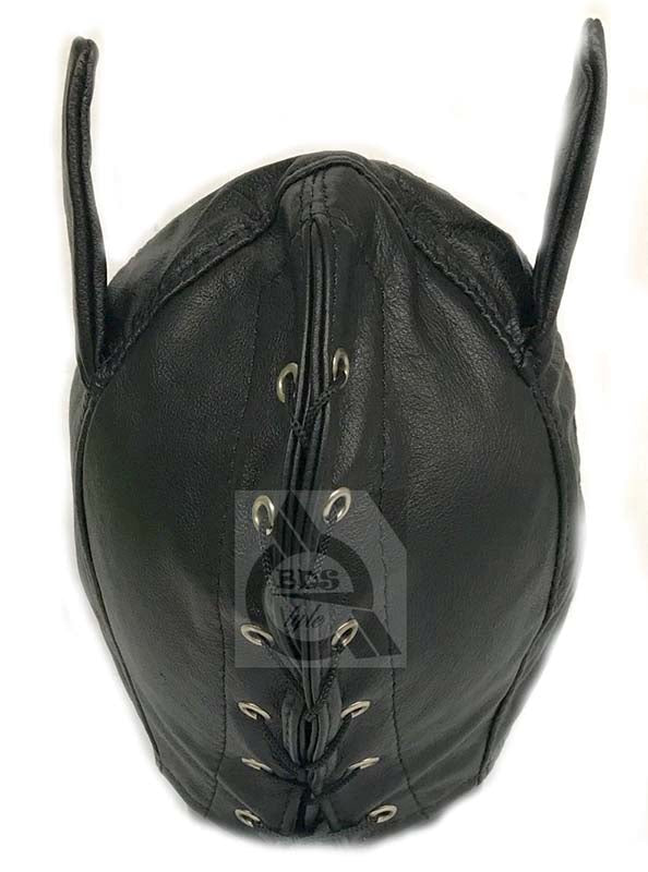 Wicked Wench Leather Feline Hood - - Bondage Hoods