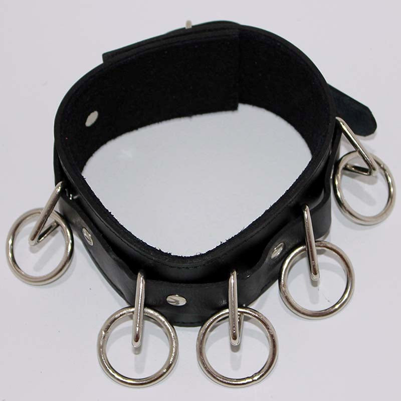 Wild Cat Slaves O-Ring Collar with O-rings and Lead - - Collars And Cuffs