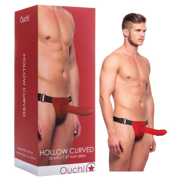 Ouch Hollow Curved Strap-On Red - - Strap On Sextoys
