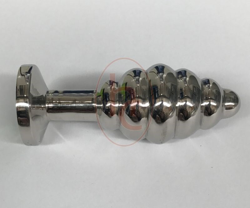 Ribbed Jewelled Large Butt Plug Emerald - - Steel Sex Toys