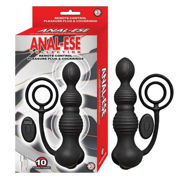 Nasstoys Anal-Ese Remote Control Vibrating Pleasure Plug and C-Rings - Prostate Toys