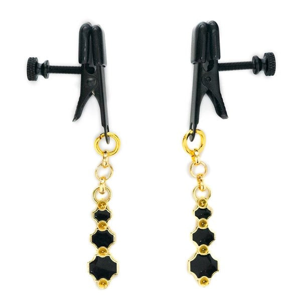 Spartacus Enterprises - Sophisticated Black Gem Nipple Clamps - Nipple and Clit Clamps