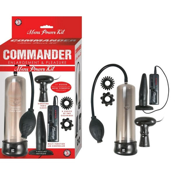 COMMANDER Premium Vibrating Penis Pump & Pleasure Kit - Penis Pumps And Stretchers