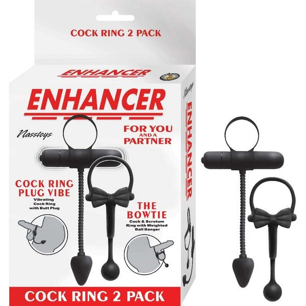 Dual Pleasure Powerhouse - ENHANCER Cockring & Stretchy Butt Plug Set - Sex Kits