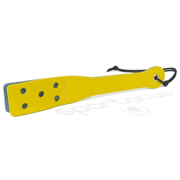 Spartacus Latigo Leather Slapper - Vibrant Blue & Yellow Design - Paddles And Slappers