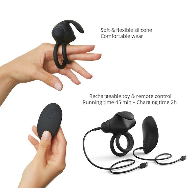 LOVE TO LOVE Dual-Ring Remote Vibrator with Clit Stimulation - Vibrating Cock Rings