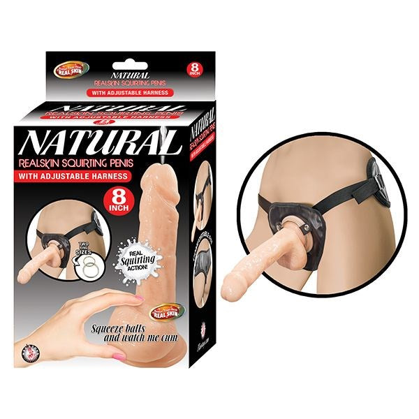 NATURAL REALSKIN Adjustable Squirting Pleasure Toy - Strap On Sextoys