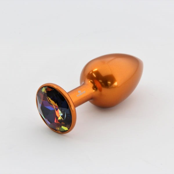Rosebuds Orange Aluminium Butt Plug With Gem Medium - Butt Plugs