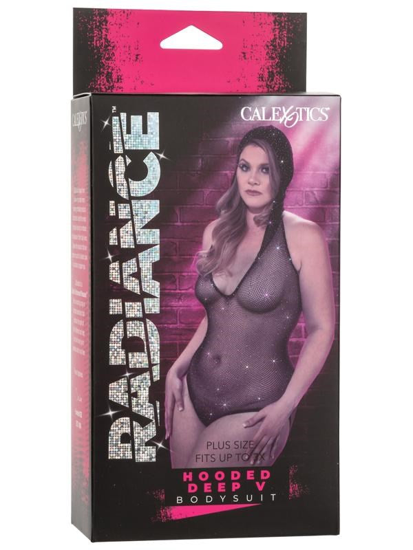 Radiance Plus Size Hooded Deep V Soft & Stretchy Bodysuit - - Teddies and Bodysuits